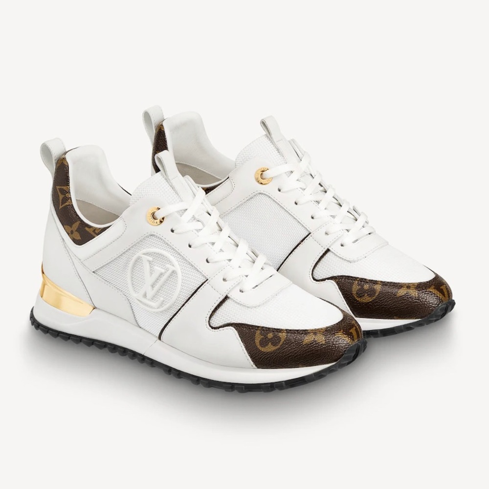 LOUIS VUITTON Calfskin Monogram Run away Sneakers 36 WHITE
